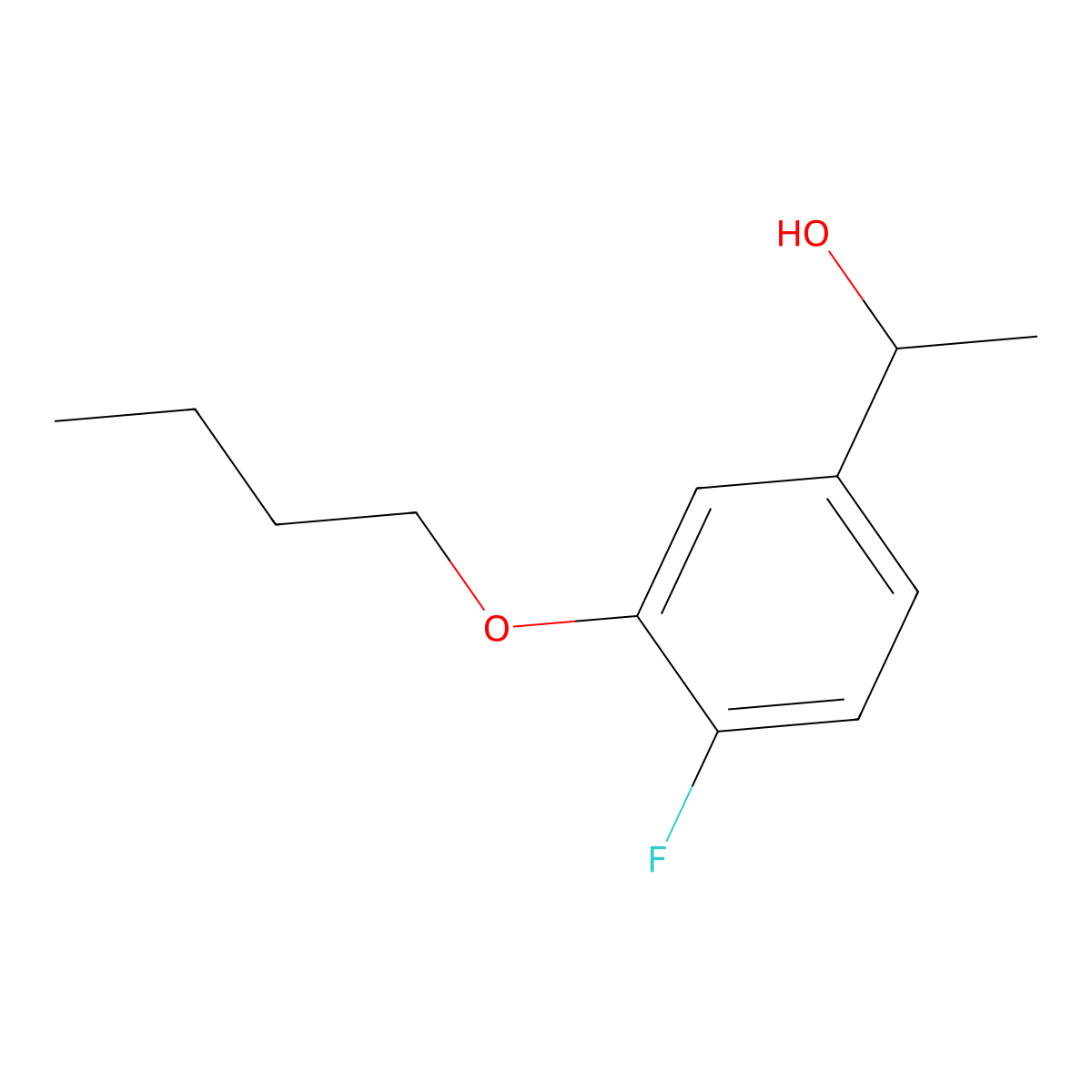 1-(3-Butoxy-4-fluorophenyl)ethanol molecular structure, CAS 1443325-16-3