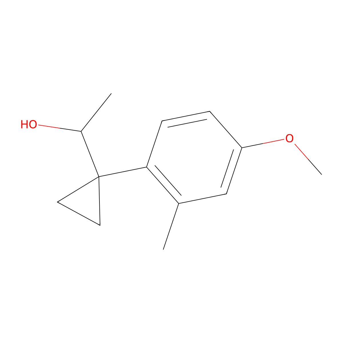 1-[1-(4-Methoxy-2-methylphenyl)cyclopropyl]ethan-1-ol molecular structure, CAS 1443325-37-8