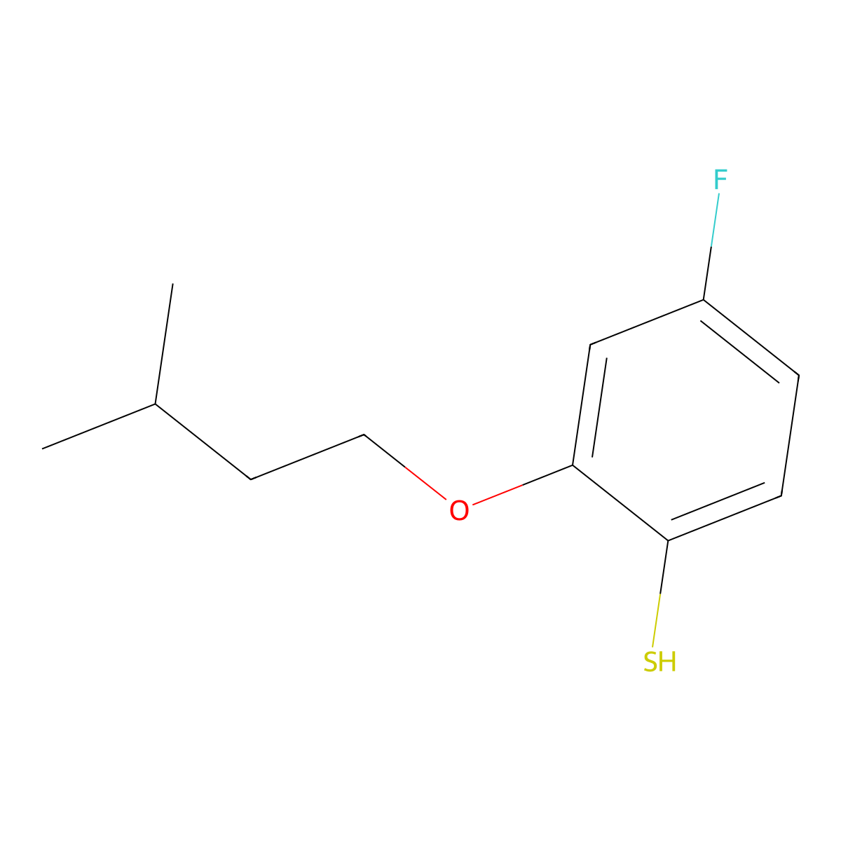 4-Fluoro-2-iso-pentoxythiophenol molecular structure, CAS 1443326-37-1