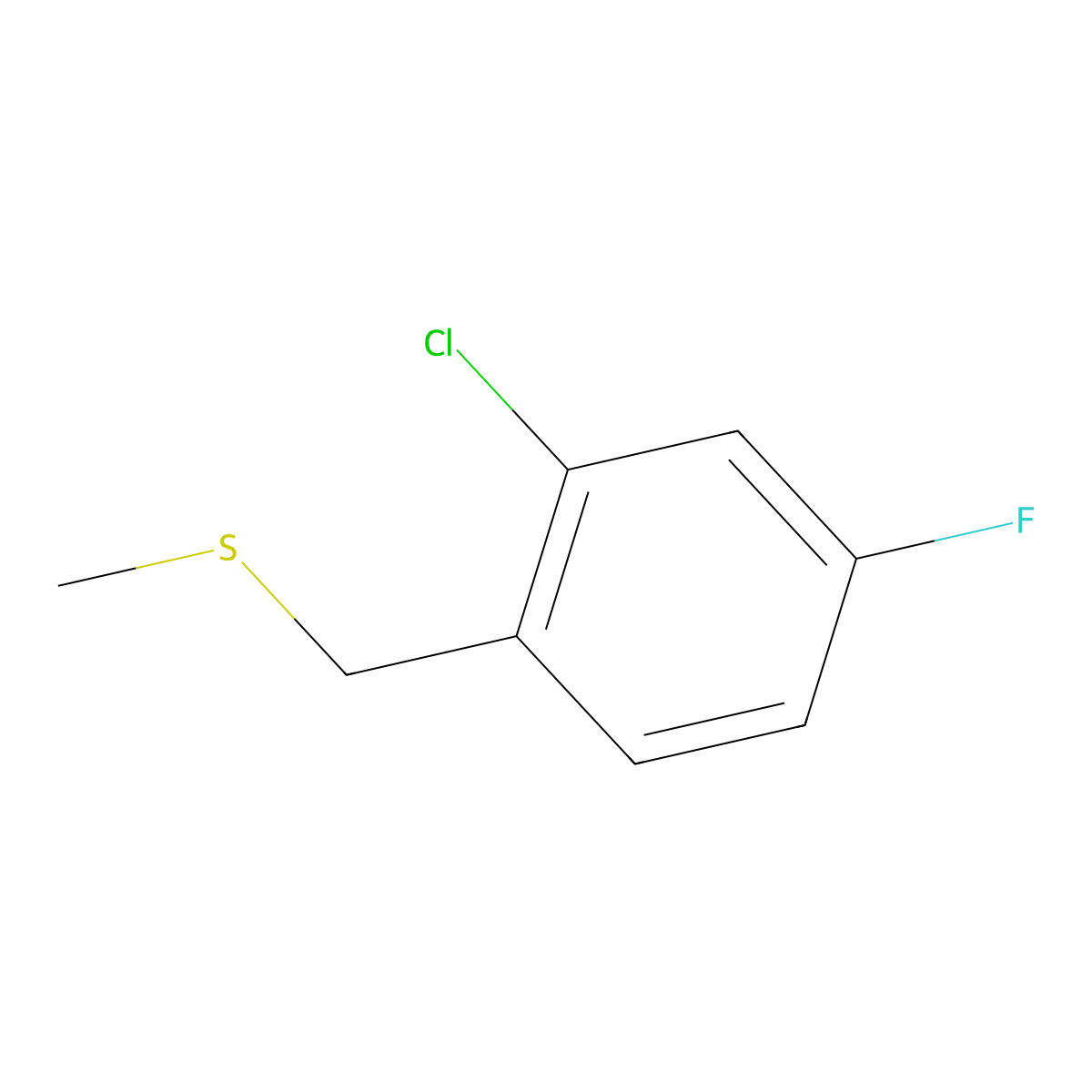 2-Chloro-4-fluorobenzyl methyl sulfide molecular structure, CAS 1443326-63-3