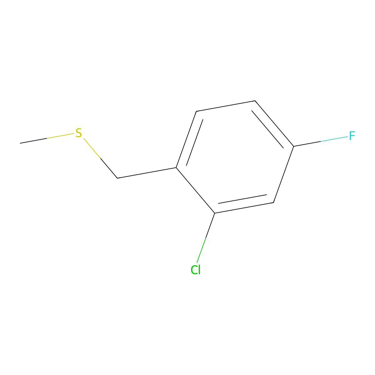 2-Chloro-4-fluorobenzyl methyl sulfide molecular structure, CAS 1443326-63-3