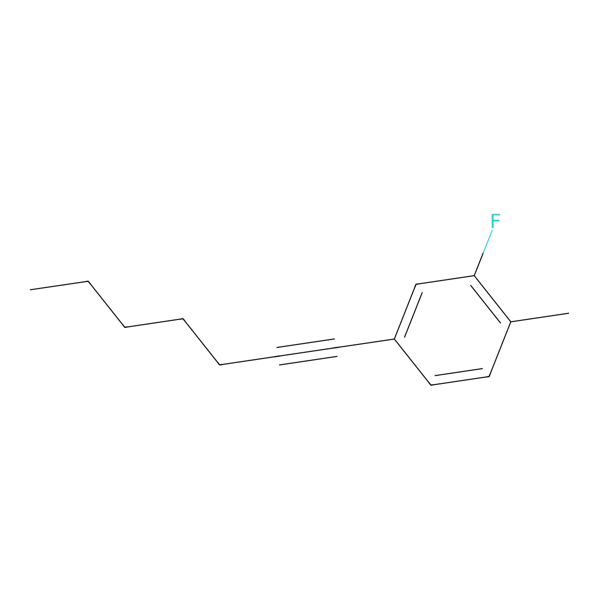 2-Fluoro-4-(hept-1-yn-1-yl)-1-methylbenzene molecular structure, CAS 1443326-65-5