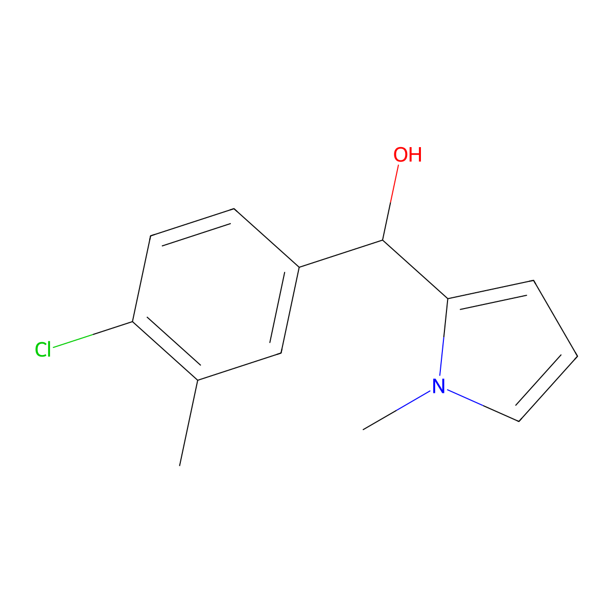 4-Chloro-3-methylphenyl-(1-methyl-2-pyrrolyl)methanol molecular structure, CAS 1443326-74-6