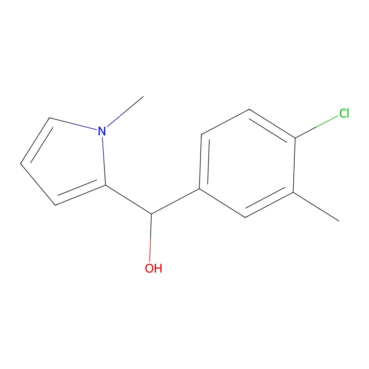 4-Chloro-3-methylphenyl-(1-methyl-2-pyrrolyl)methanol molecular structure, CAS 1443326-74-6