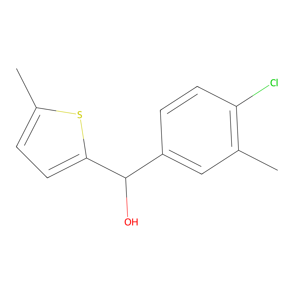 4-Chloro-3-methylphenyl-(5-methyl-2-thienyl)methanol molecular structure, CAS 1443326-84-8
