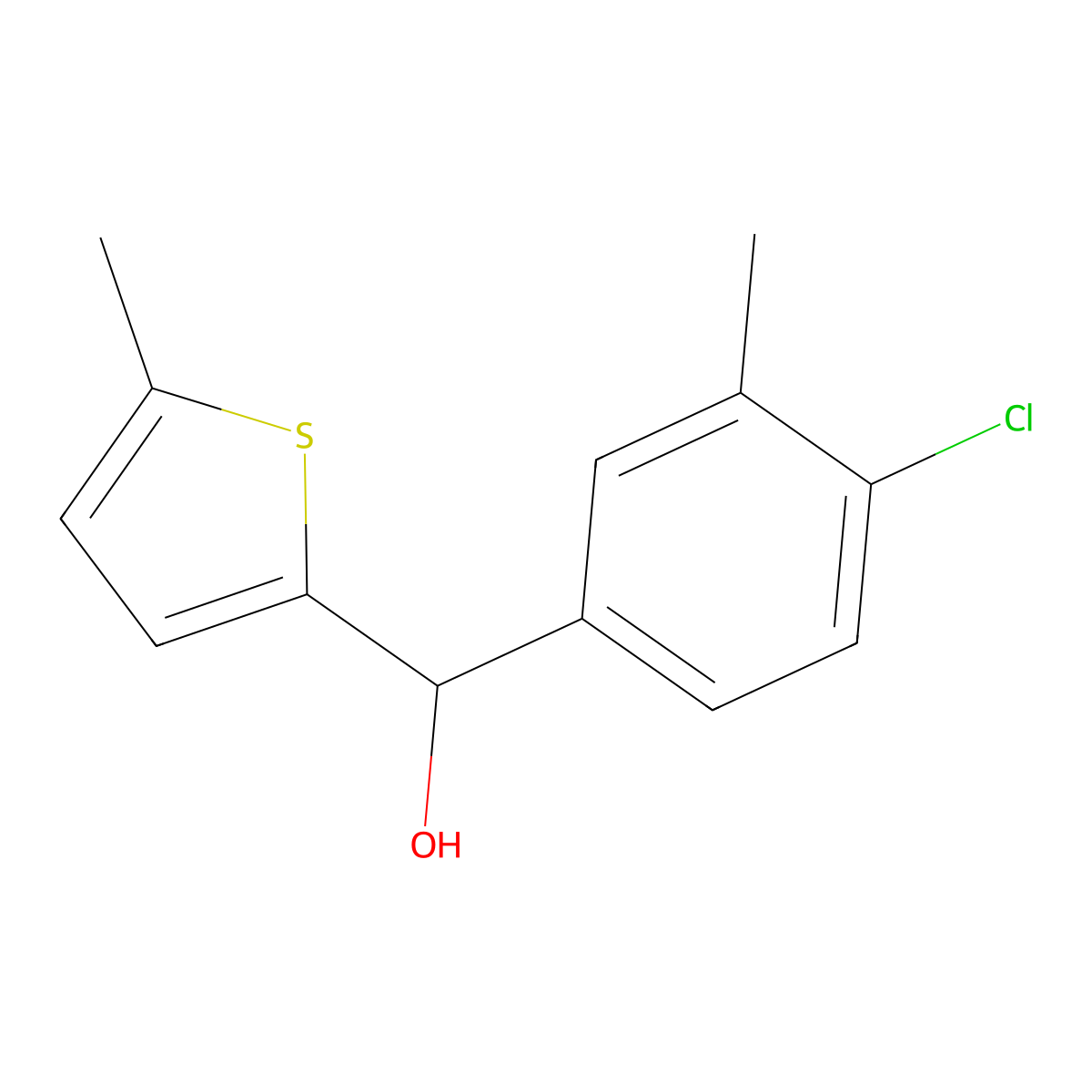 4-Chloro-3-methylphenyl-(5-methyl-2-thienyl)methanol molecular structure, CAS 1443326-84-8