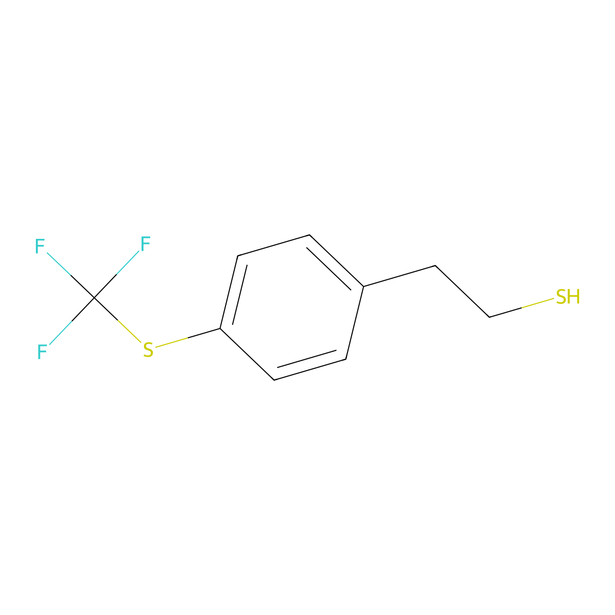 2-(4-((Trifluoromethyl)thio)phenyl)ethane-1-thiol molecular structure, CAS 1443326-88-2