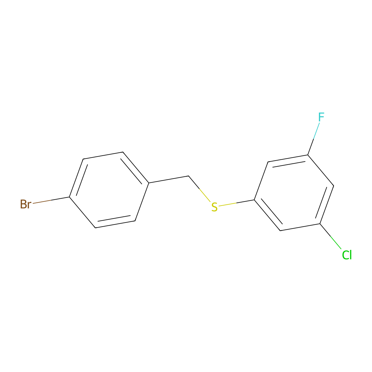 1-Bromo-4-[(3-chloro-5-fluorophenyl)sulfanylmethyl]benzene molecular structure, CAS 1443327-03-4
