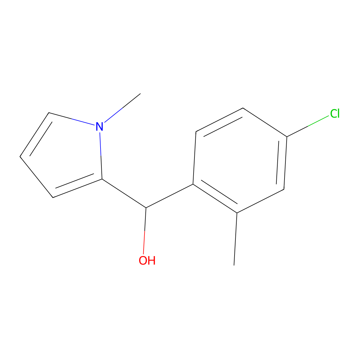 4-Chloro-2-methylphenyl-(1-methyl-2-pyrrolyl)methanol molecular structure, CAS 1443327-07-8