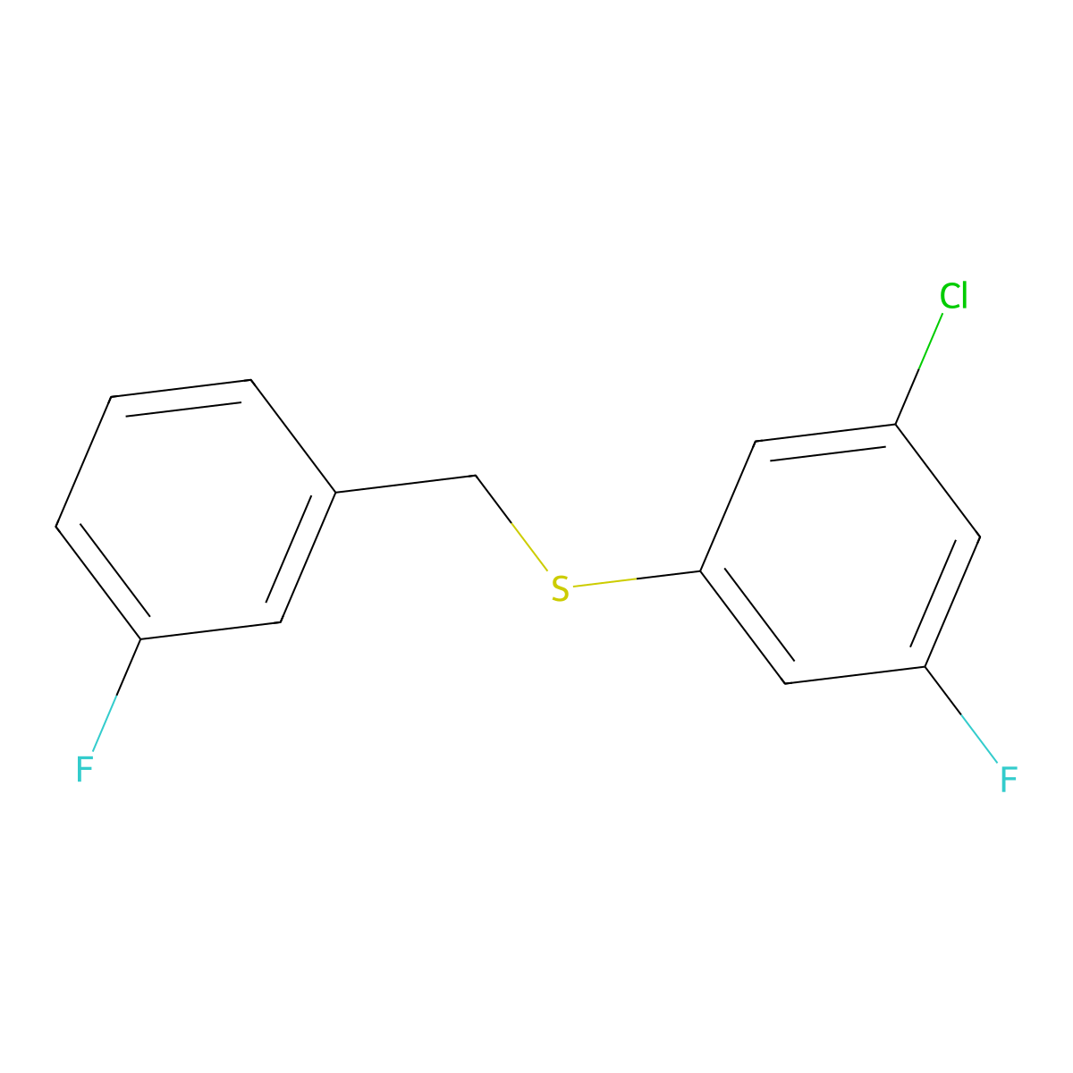 1-Fluoro-3-[(3-chloro-5-fluorophenyl)sulfanylmethyl]benzene molecular structure, CAS 1443327-11-4