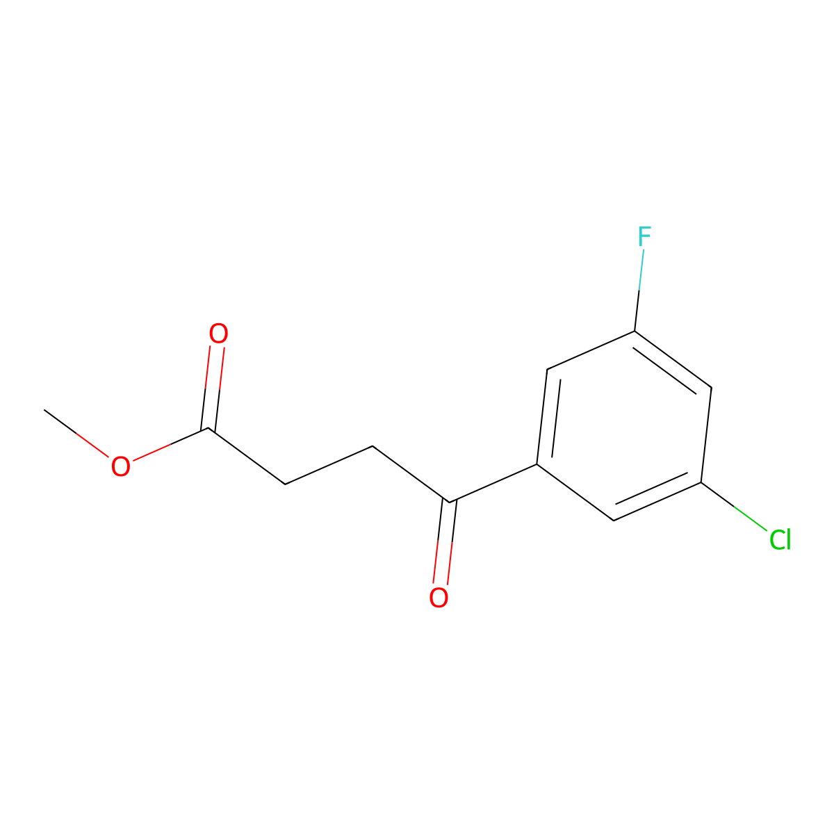 Methyl 4-(3-chloro-5-fluorophenyl)-4-oxobutyrate molecular structure, CAS 1443327-22-7