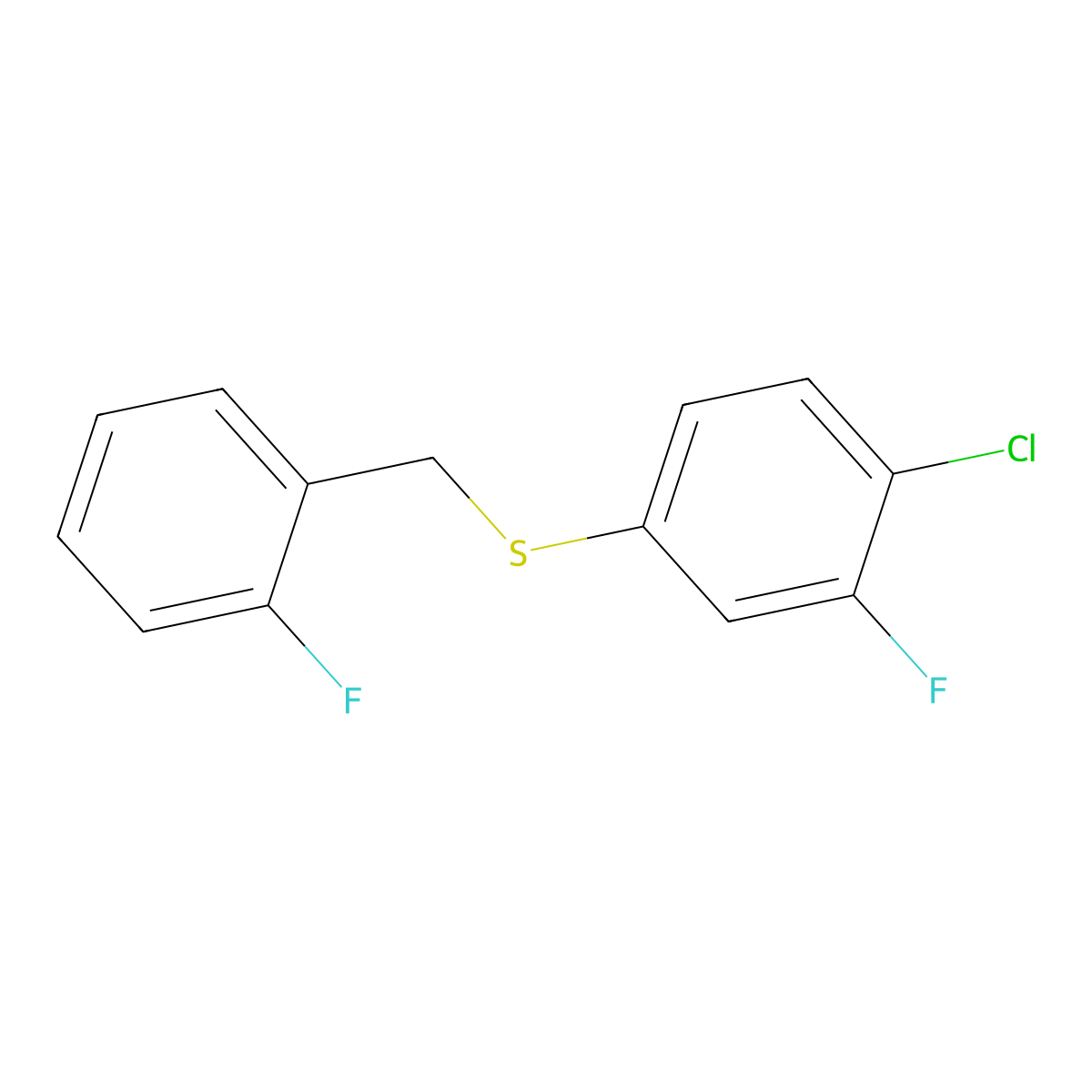 1-Fluoro-2-[(4-chloro-3-fluorophenyl)sulfanylmethyl]benzene molecular structure, CAS 1443327-31-8
