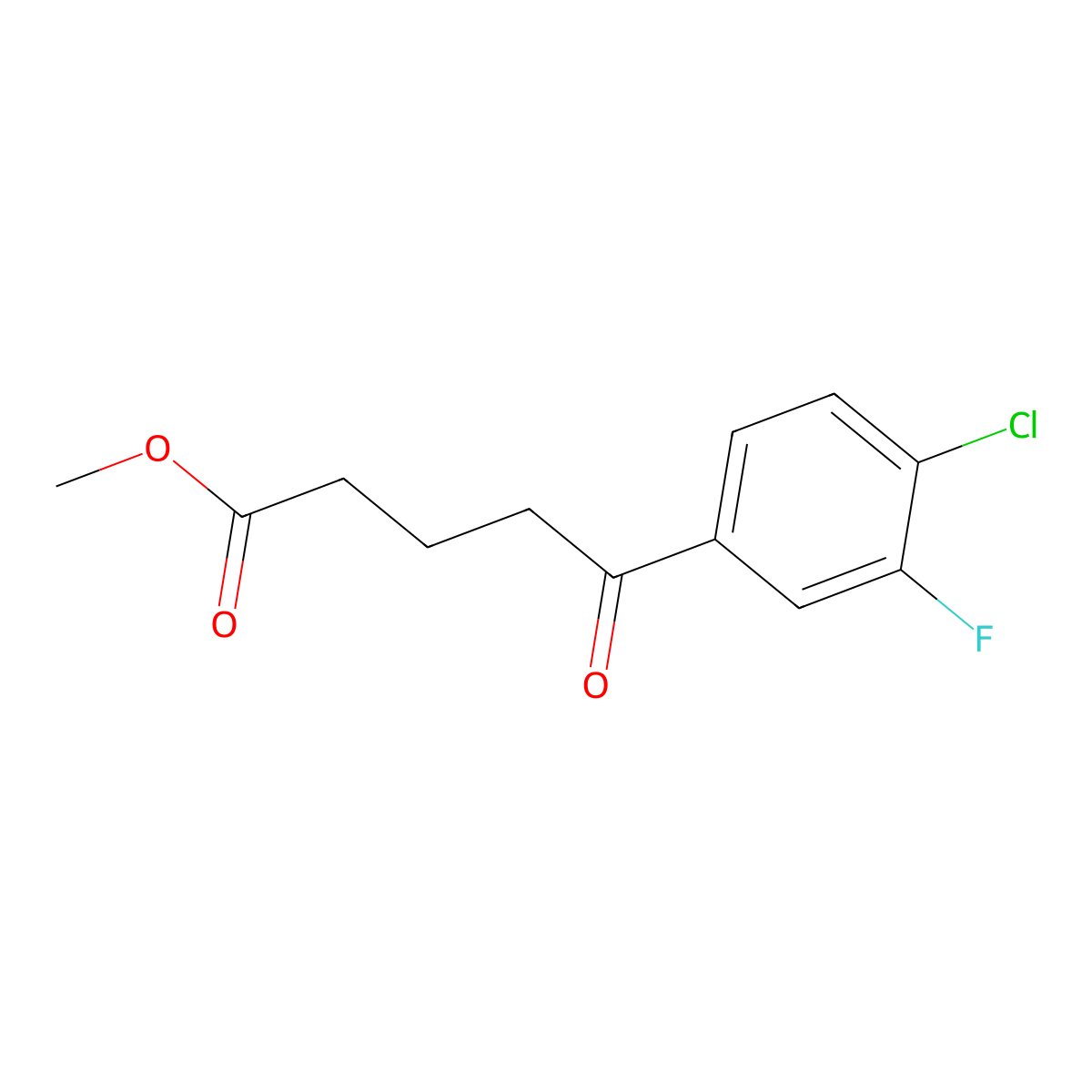 Methyl 5-(4-chloro-3-fluorophenyl)-5-oxopentanoate molecular structure, CAS 1443327-33-0