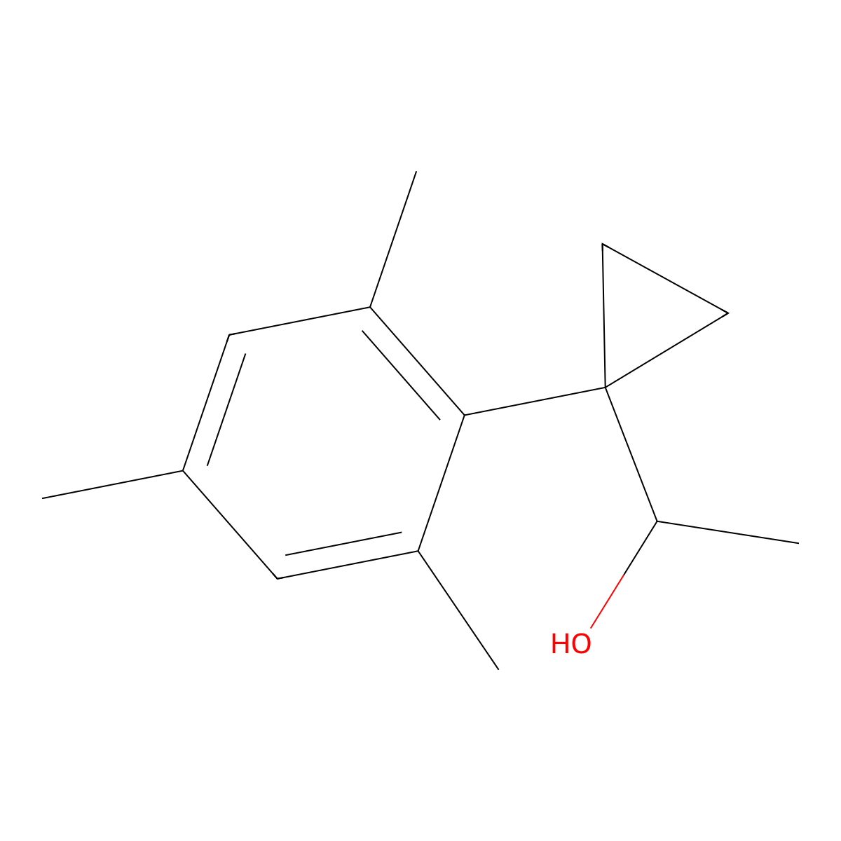 1-[1-(2,4,6-Trimethylphenyl)cyclopropyl]ethan-1-ol molecular structure, CAS 1443327-36-3