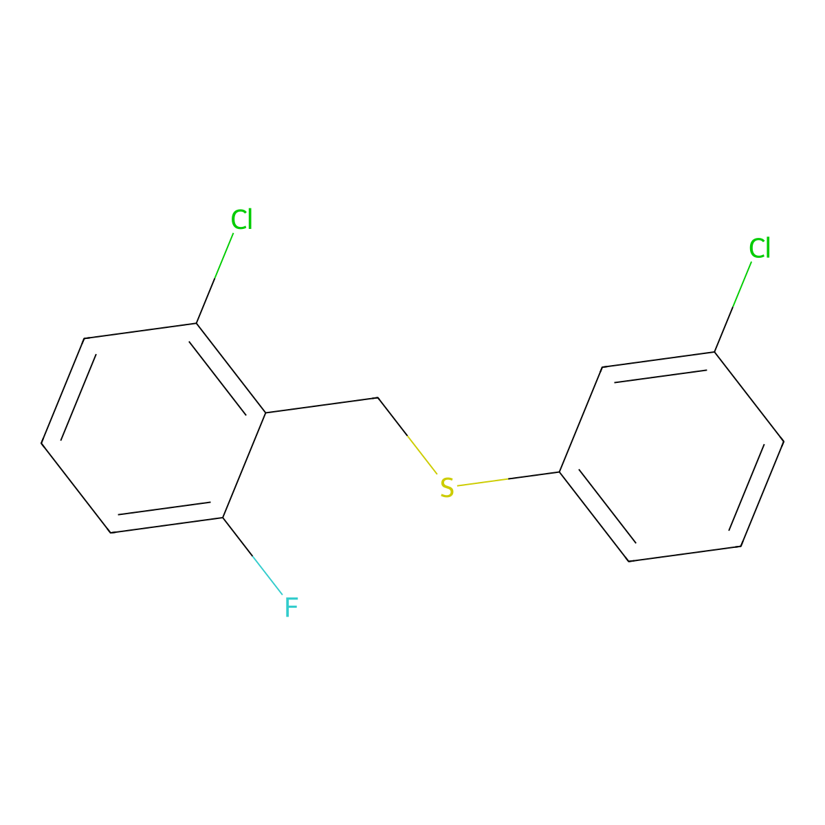 (2-Chloro-6-fluorobenzyl)(3-chlorophenyl)sulfane molecular structure, CAS 1443327-54-5