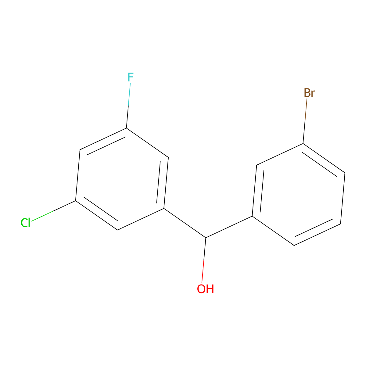 (3-Bromophenyl)(3-chloro-5-fluorophenyl)methanol molecular structure, CAS 1443327-56-7