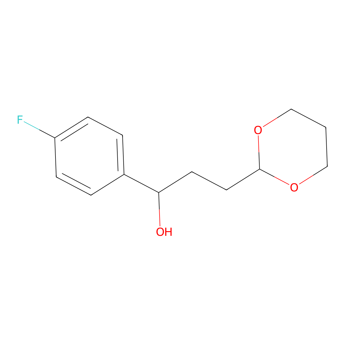 3-[2-(1,3-Dioxanyl)]-1-(4-fluorophenyl)-1-propanol molecular structure, CAS 1443327-57-8