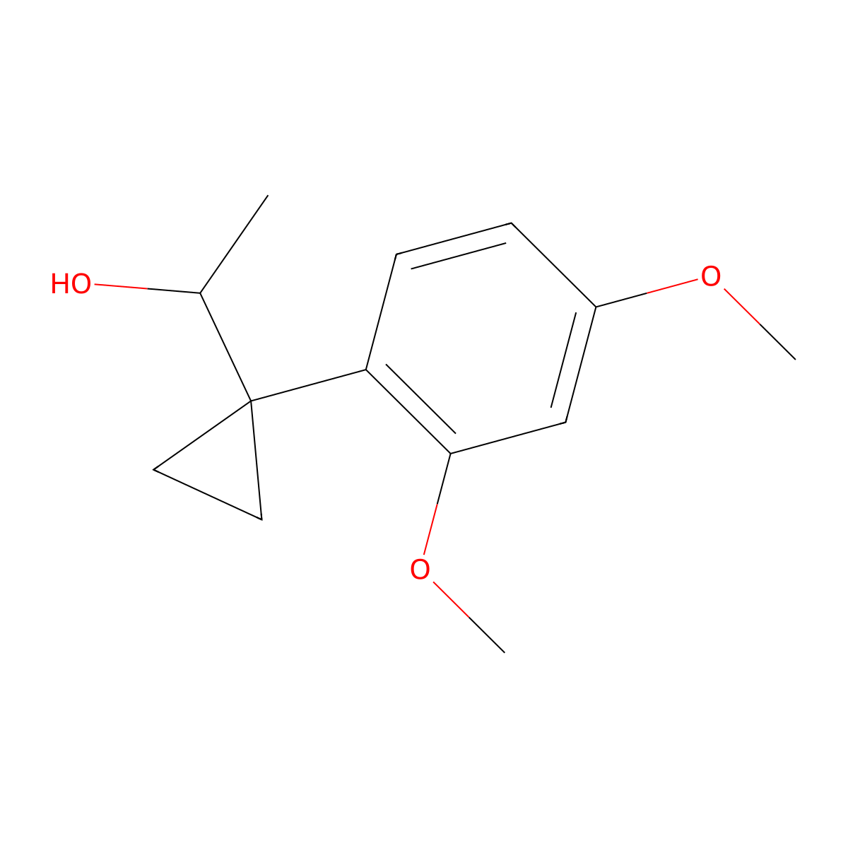 1-[1-(2,4-Dimethoxyphenyl)cyclopropyl]ethan-1-ol molecular structure, CAS 1443327-58-9