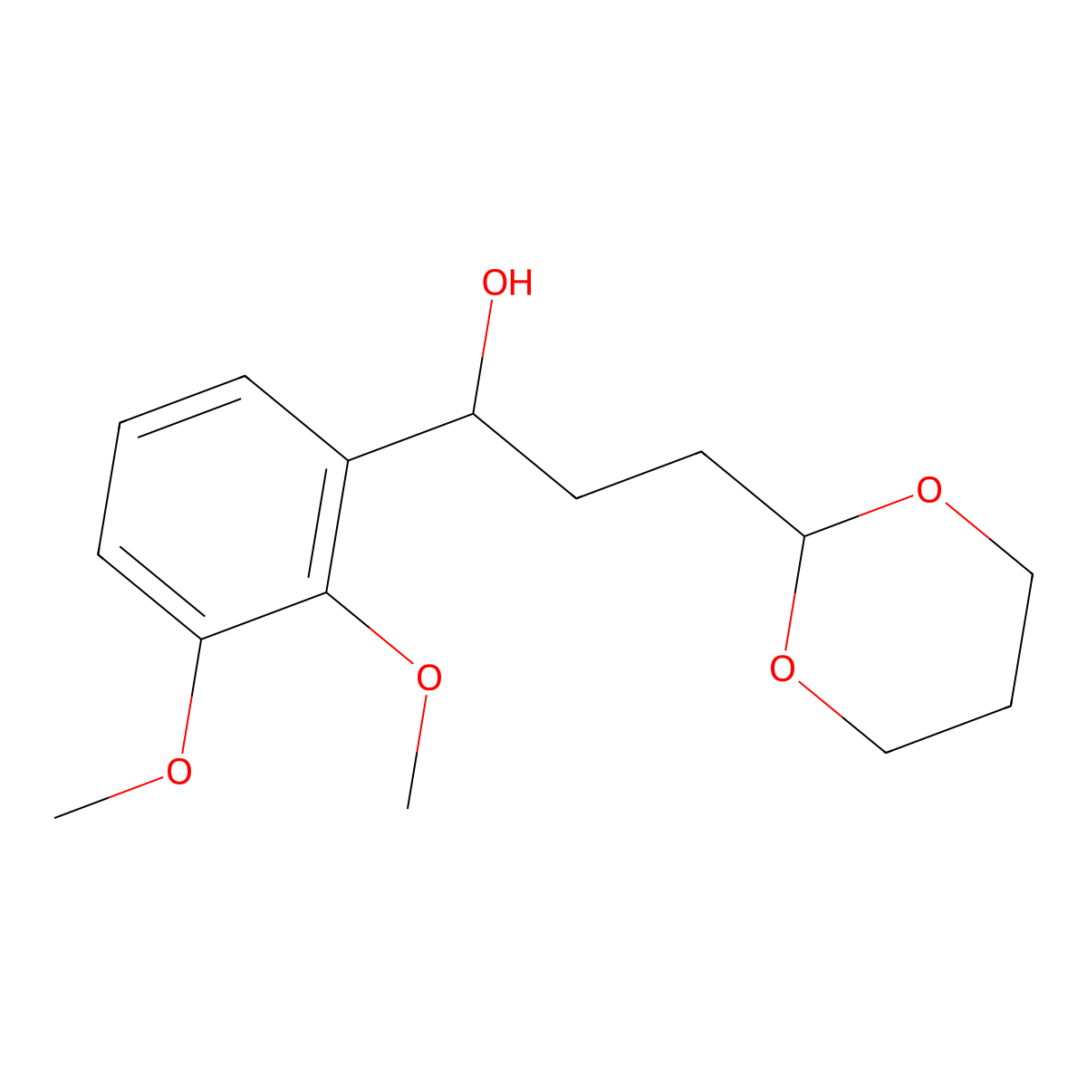 1-(2,3-Dimethoxyphenyl)-3-[2-(1,3-dioxanyl)]-1-propanol molecular structure, CAS 1443327-64-7