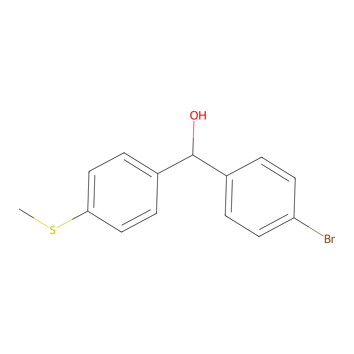(4-Bromophenyl)(4-(methylthio)phenyl)methanol molecular structure, CAS 1443327-69-2