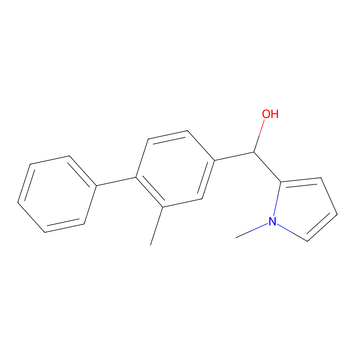 (3-Methyl-4-phenyl)phenyl-(1-methyl-2-pyrrolyl)methanol molecular structure, CAS 1443327-72-7