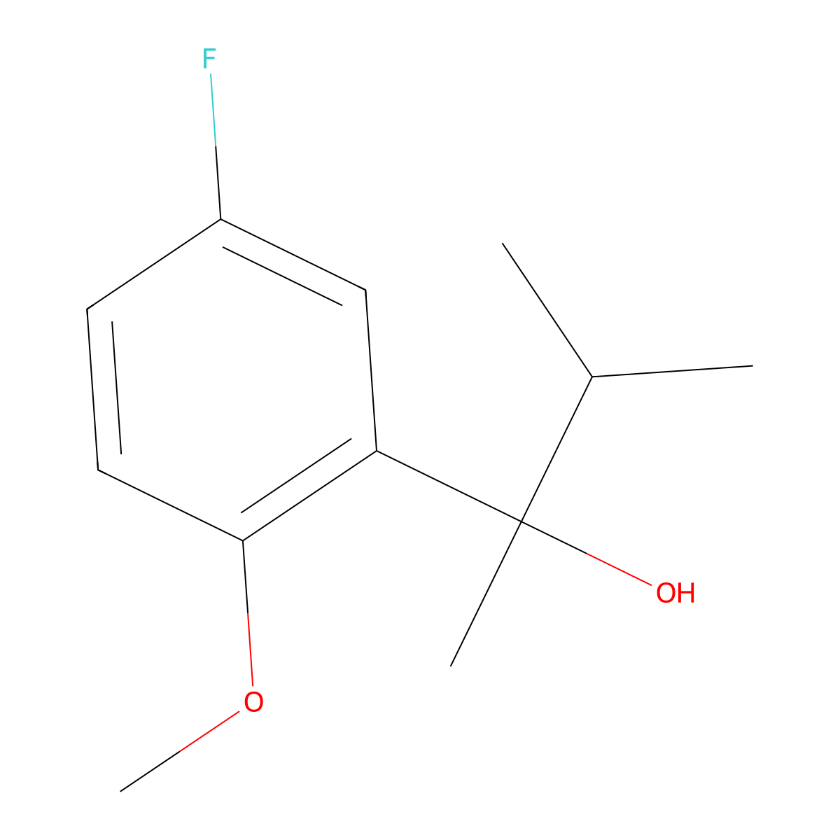 2-(5-Fluoro-2-methoxyphenyl)-3-methylbutan-2-ol molecular structure, CAS 1443327-75-0