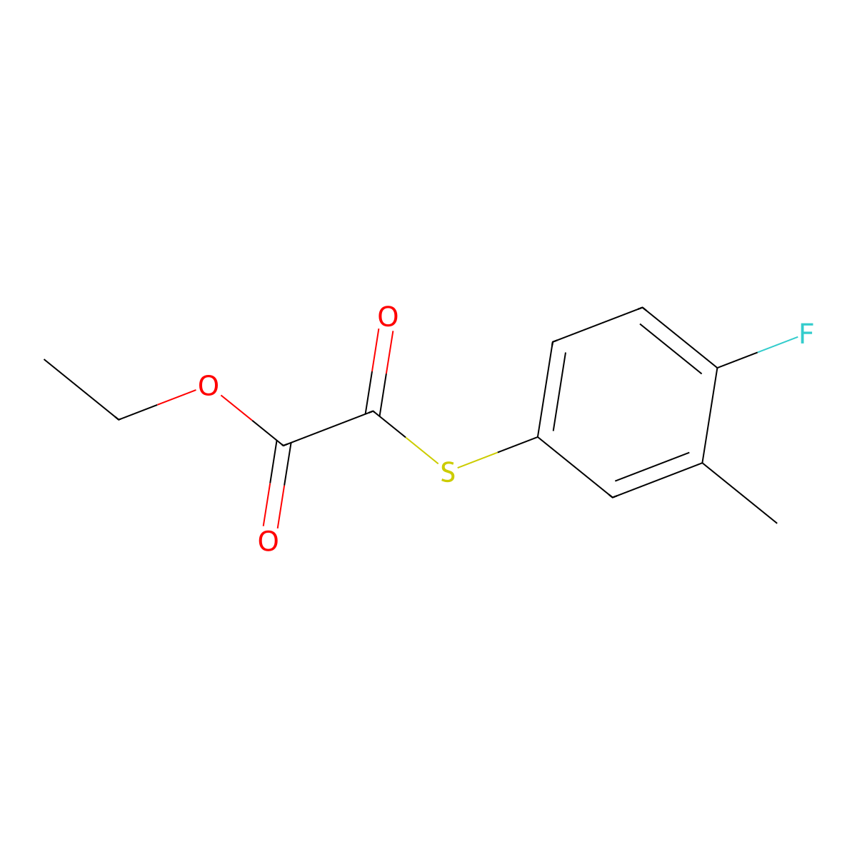 Ethyl 2-(4-fluoro-3-methylphenyl)sulfanyl-2-oxo-acetate molecular structure, CAS 1443328-64-0