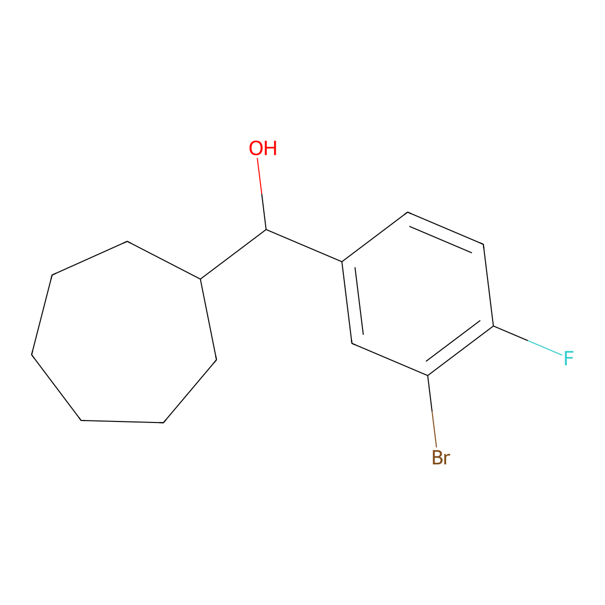 Cycloheptyl (3-bromo-4-fluorophenyl)methanol molecular structure, CAS 1443328-94-6