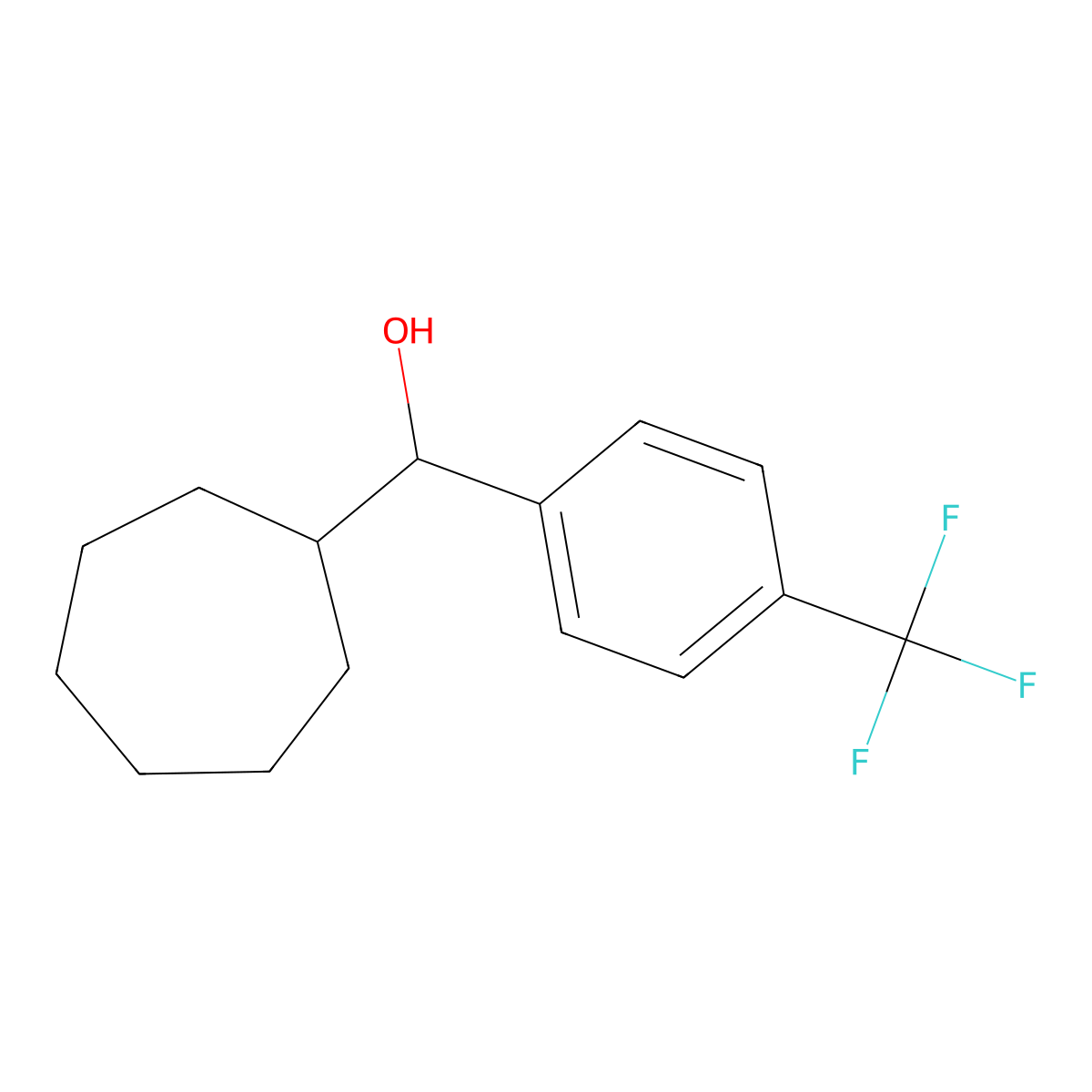 Cycloheptyl [4-(trifluoromethyl)phenyl]methanol molecular structure, CAS 1443328-95-7