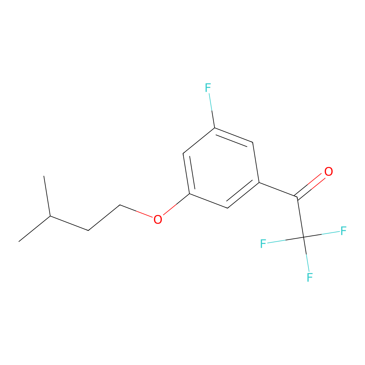 2,2,2-Trifluoro-1-(3-fluoro-5-(isopentyloxy)phenyl)ethanone molecular structure, CAS 1443328-96-8