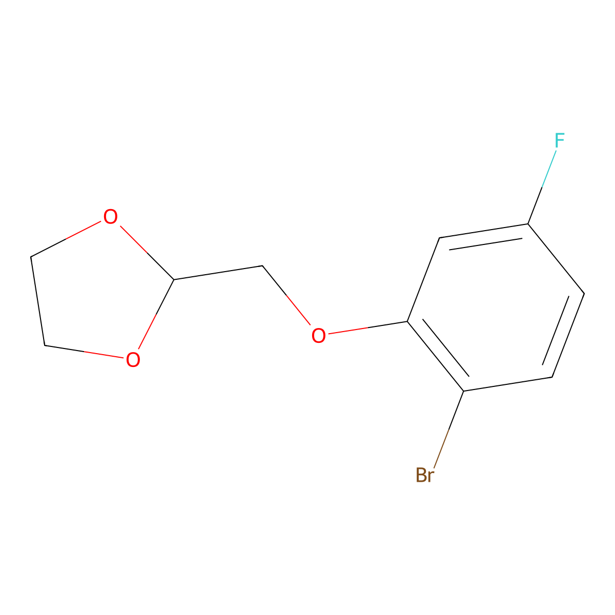 2-(2-Bromo-5-fluoro-phenoxy)methyl-1,3-dioxolane molecular structure, CAS 1443329-50-7