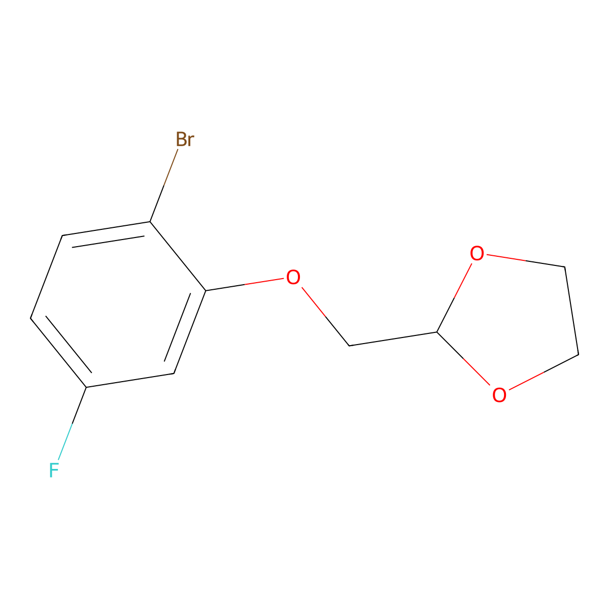 2-(2-Bromo-5-fluoro-phenoxy)methyl-1,3-dioxolane molecular structure, CAS 1443329-50-7