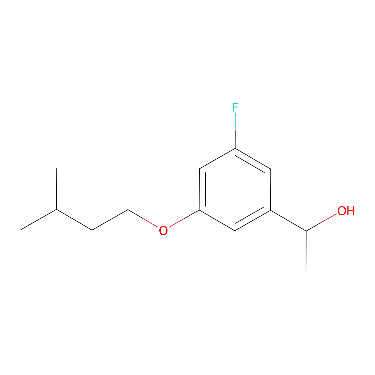1-(3-Fluoro-5-(isopentyloxy)phenyl)ethanol molecular structure, CAS 1443329-60-9