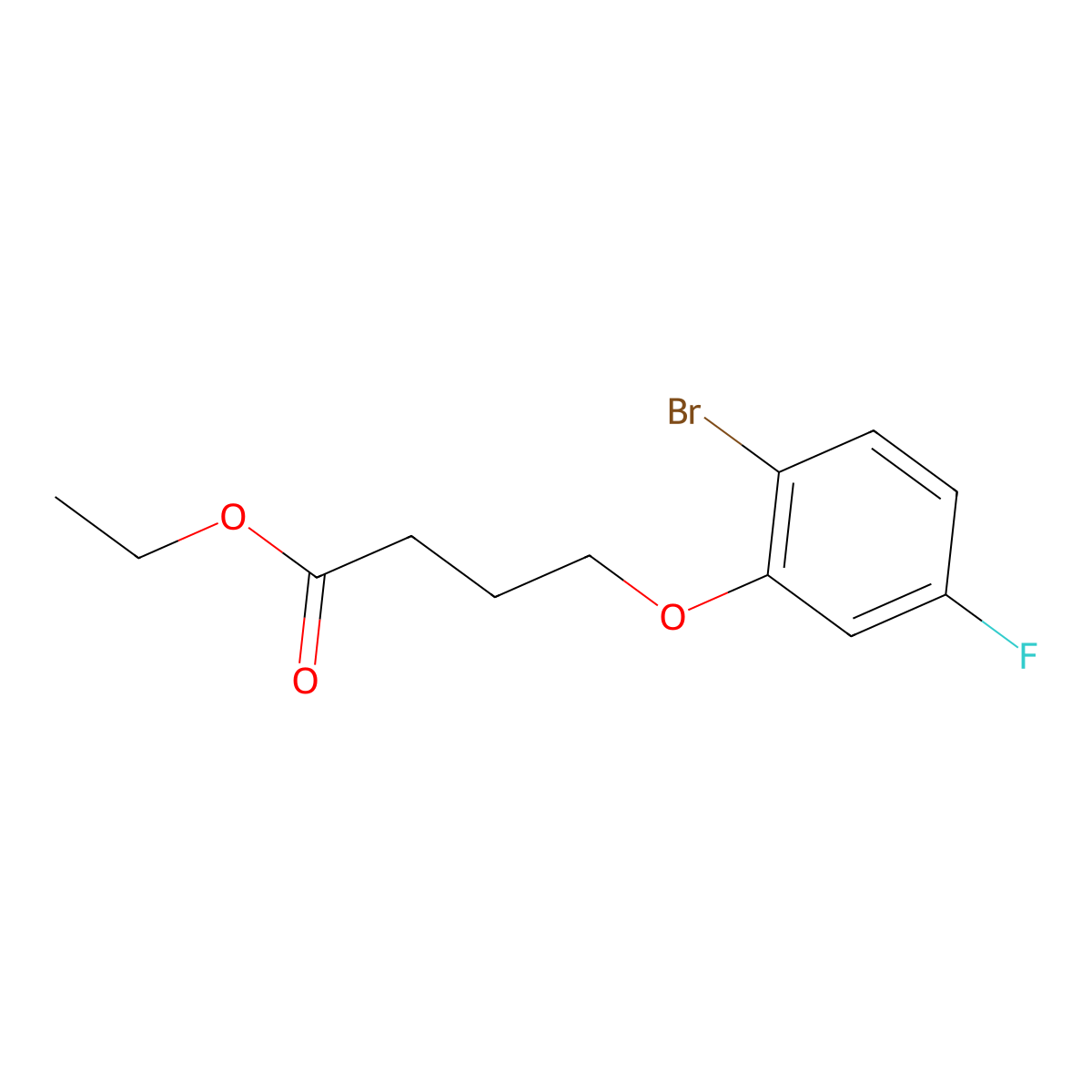 Ethyl 4-(2-bromo-5-fluoro-phenoxy)butanoate molecular structure, CAS 1443329-62-1