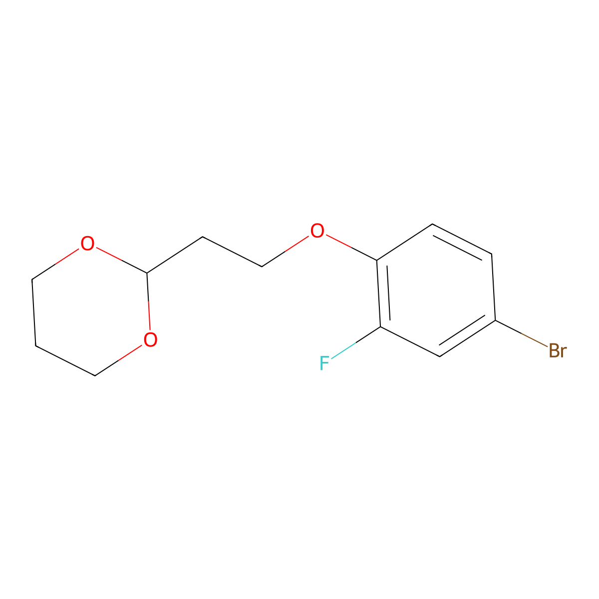 2-[2-(4-Bromo-2-fluoro-phenoxy)ethyl]-1,3-dioxane molecular structure, CAS 1443329-82-5