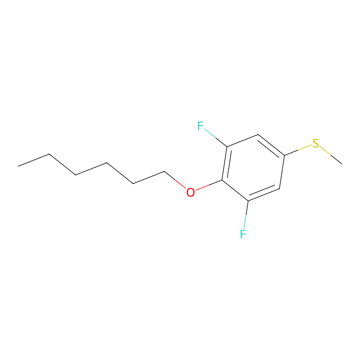 3,5-Difluoro-4-n-hexyloxyphenyl methyl sulfide molecular structure, CAS 1443329-85-8