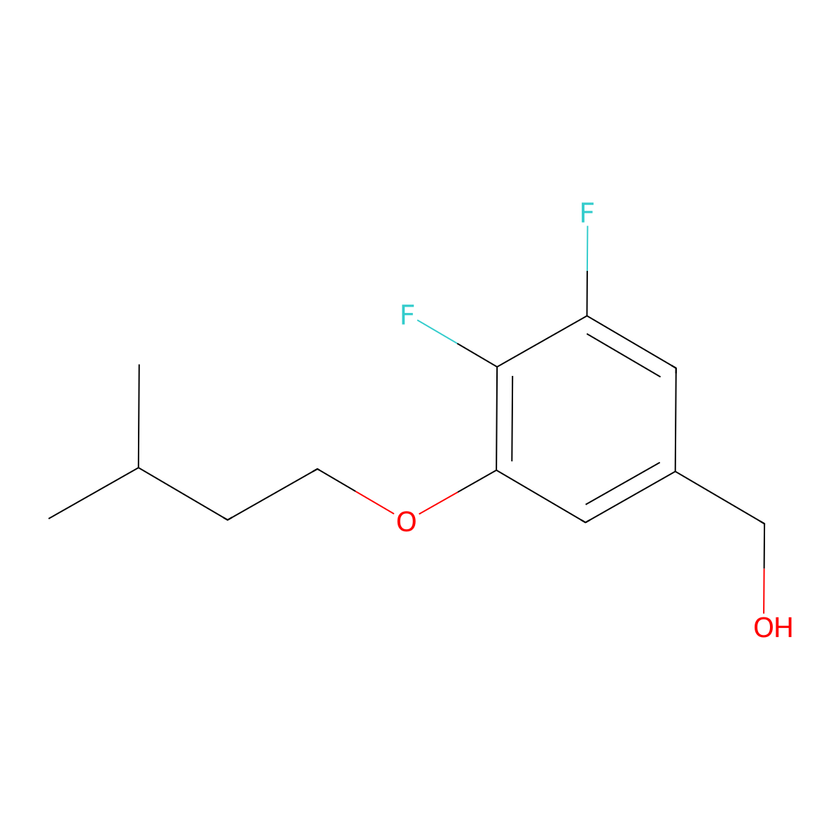 (3,4-Difluoro-5-(isopentyloxy)phenyl)methanol molecular structure, CAS 1443329-88-1