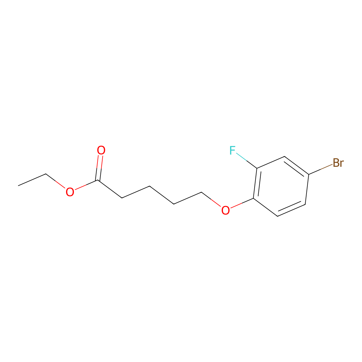 Ethyl 5-(4-bromo-2-fluoro-phenoxy)pentanoate molecular structure, CAS 1443329-93-8