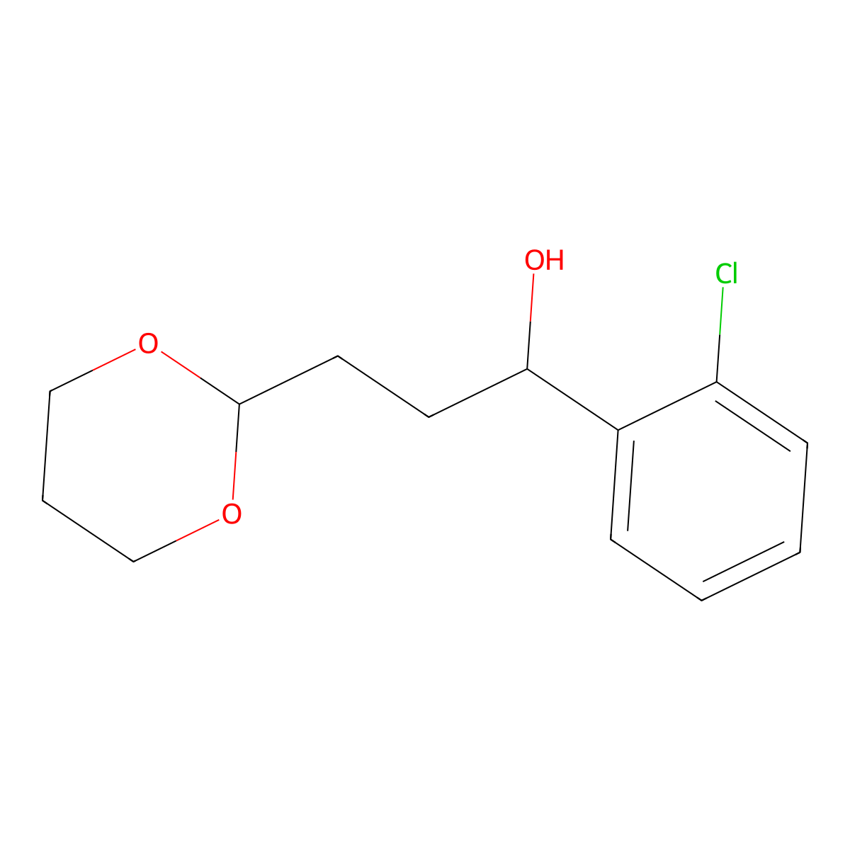 1-(2-Chlorophenyl)-3-[2-(1,3-dioxanyl)]-1-propanol molecular structure, CAS 1443329-98-3