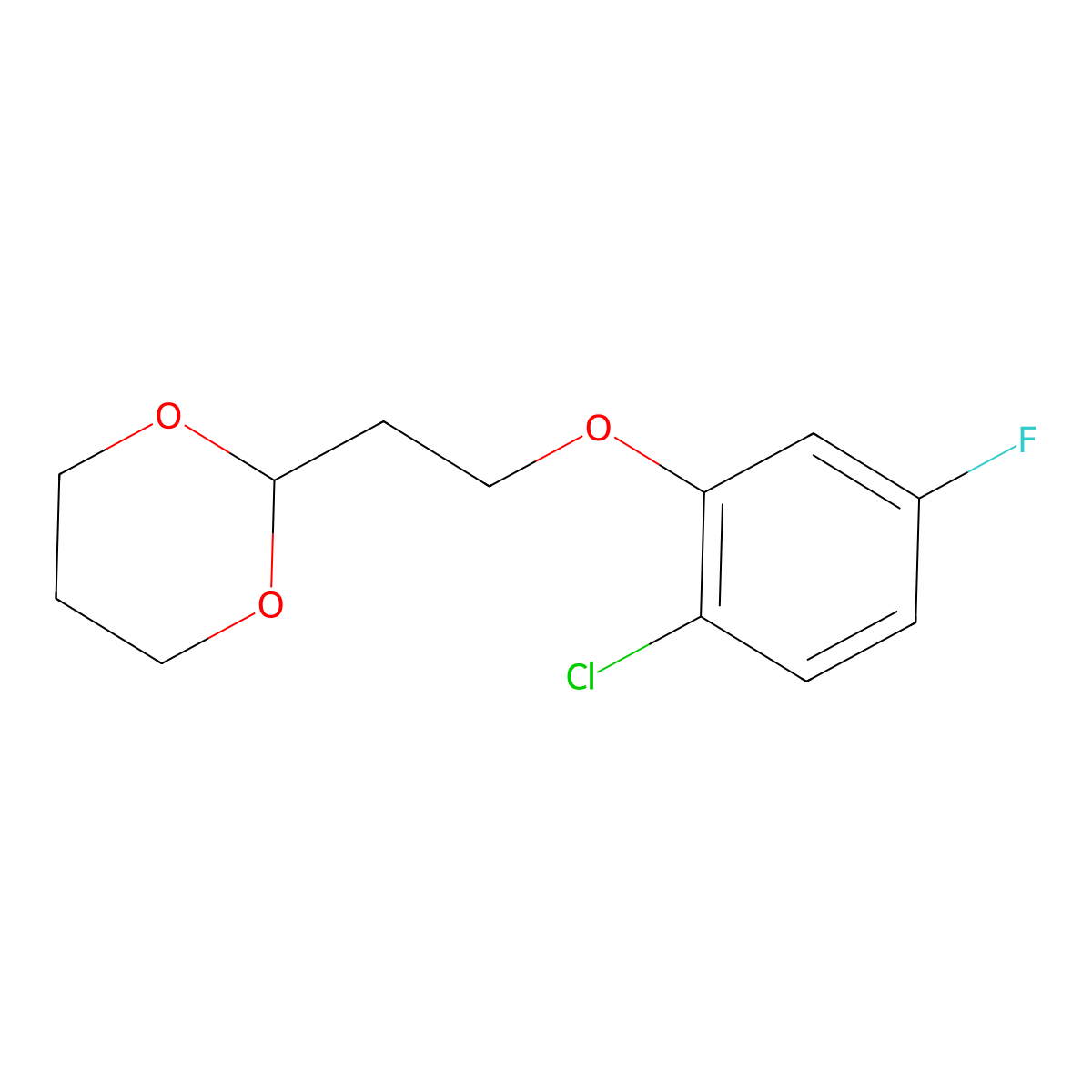 2-[2-(2-Chloro-5-fluoro-phenoxy)ethyl]-1,3-dioxane molecular structure, CAS 1443330-38-8