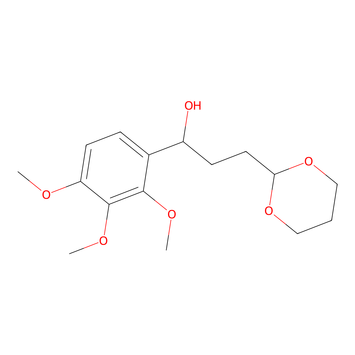 3-[2-(1,3-Dioxanyl)]-1-(2,3,4-trimethoxyphenyl)-1-propanol molecular structure, CAS 1443330-52-6