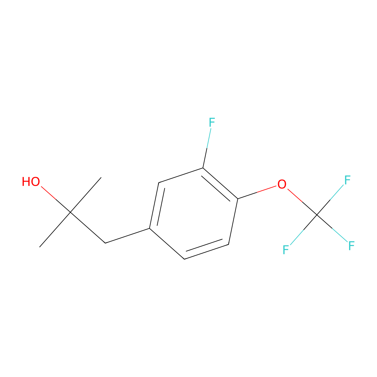 1-(3-Fluoro-4-(trifluoromethoxy)phenyl)-2-methylpropan-2-ol molecular structure, CAS 1443330-64-0