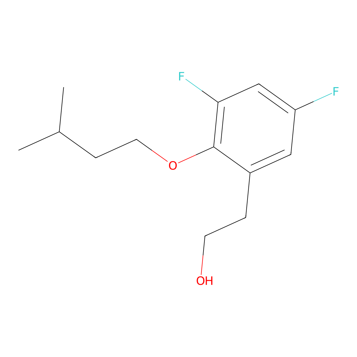 3,5-Difluoro-2-iso-pentoxyphenethyl alcohol molecular structure, CAS 1443330-72-0