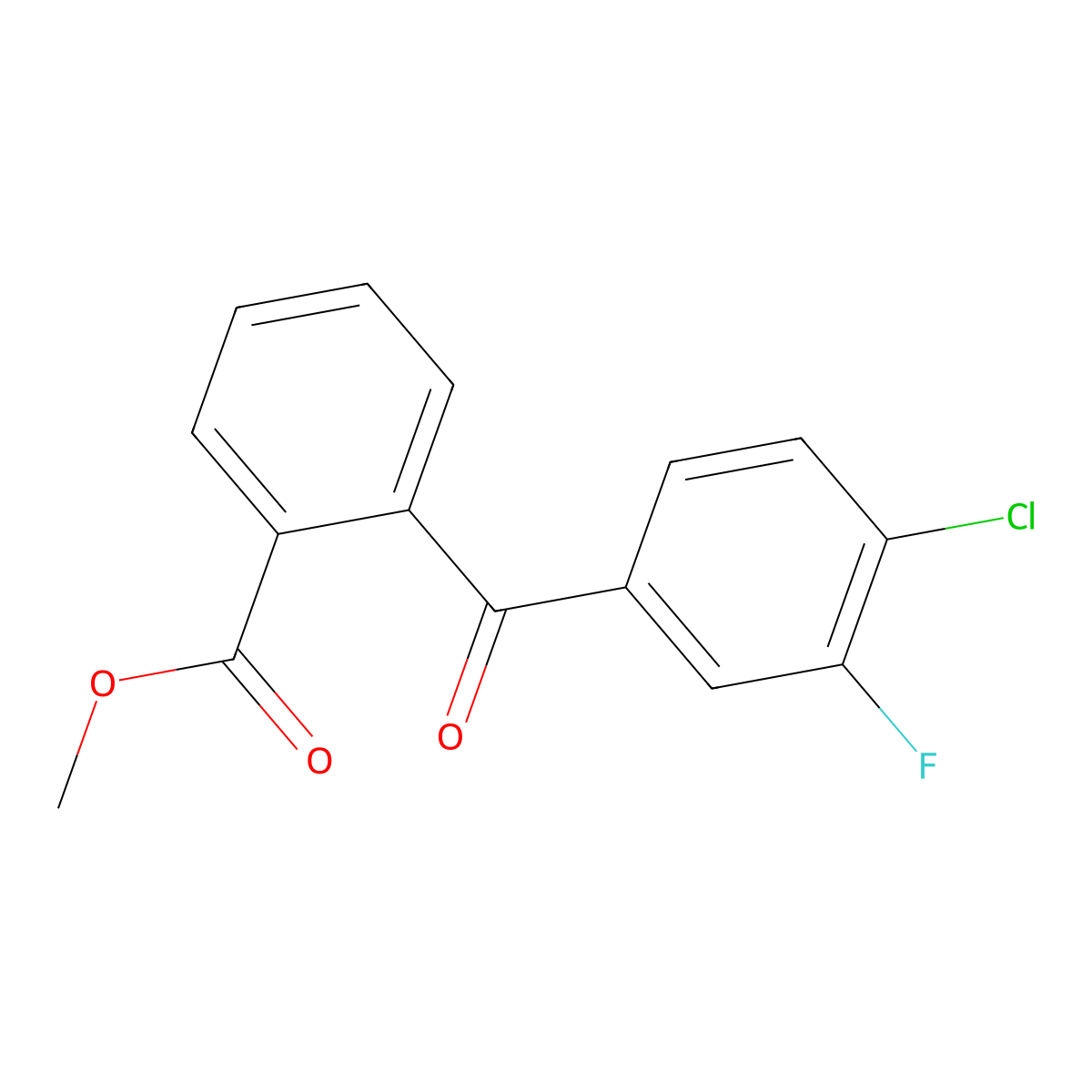 Methyl 2-(4-chloro-3-fluorobenzoyl)benzoate molecular structure, CAS 1443330-79-7