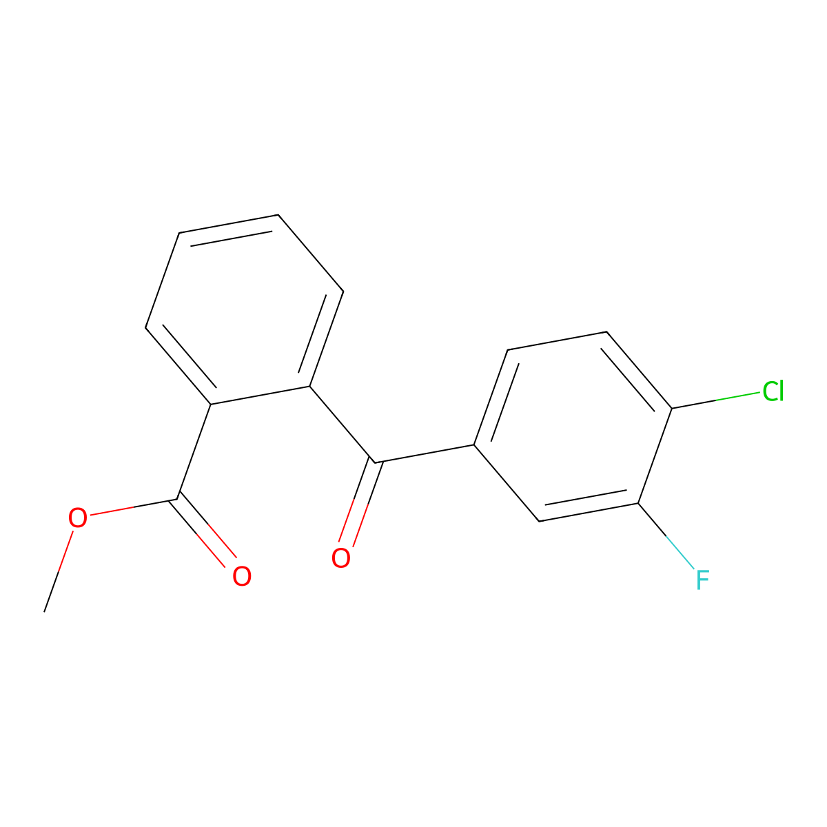 Methyl 2-(4-chloro-3-fluorobenzoyl)benzoate molecular structure, CAS 1443330-79-7