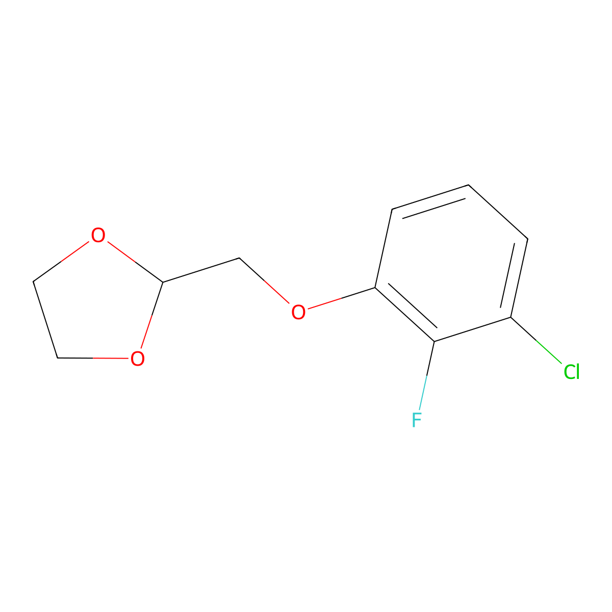 2-((3-Chloro-2-fluorophenoxy)methyl)-1,3-dioxolane molecular structure, CAS 1443331-16-5