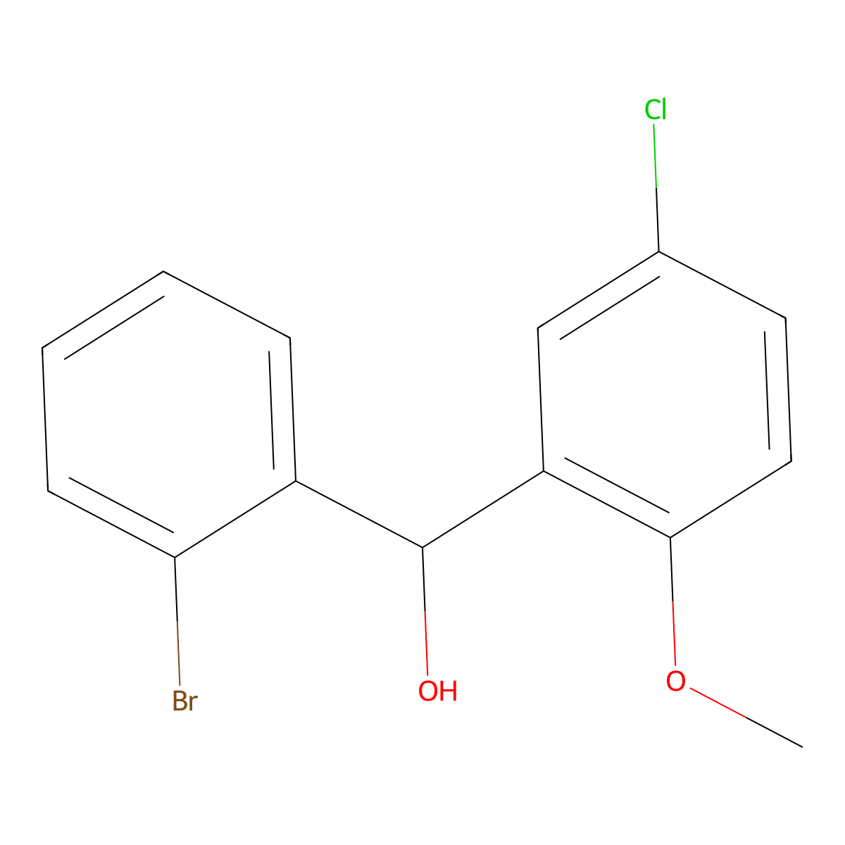 (2-Bromophenyl)(5-chloro-2-methoxyphenyl)methanol molecular structure, CAS 1443331-41-6