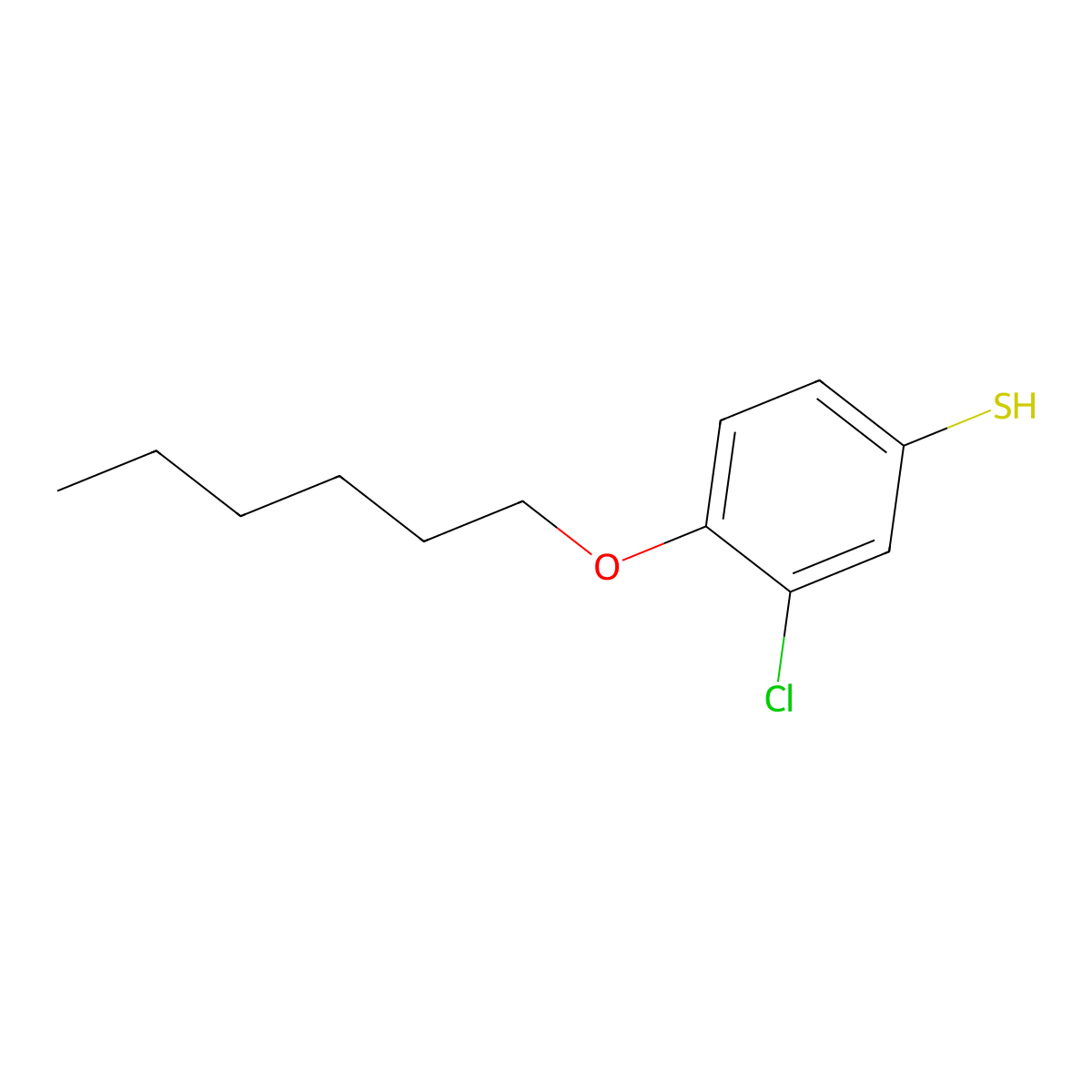 3-Chloro-4-n-hexyloxythiophenol molecular structure, CAS 1443331-46-1