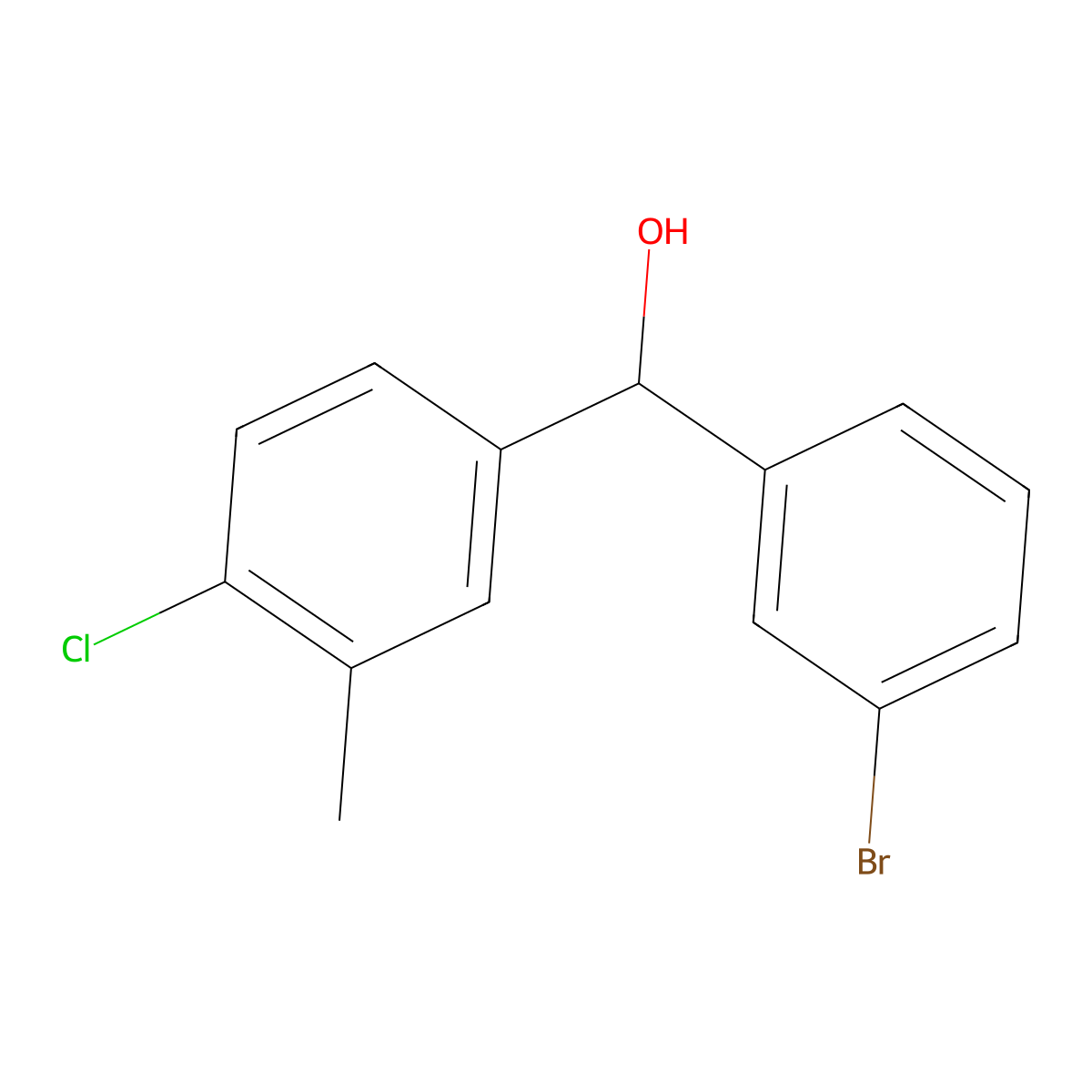 (3-Bromophenyl)(4-chloro-3-methylphenyl)methanol molecular structure, CAS 1443332-11-3