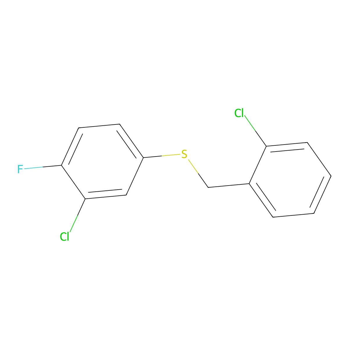 1-Chloro-2-[(3-chloro-4-fluorophenyl)sulfanylmethyl]benzene molecular structure, CAS 1443332-14-6